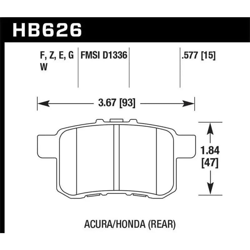 Hawk Performance Hawk 08-10 Honda Accord 2.4L/3.0L/3.5L / 09-10 Acura TST 2.4L HPS Street Rear Brake Pads