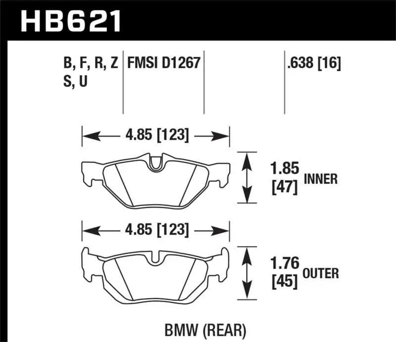 Hawk 08-11 BMW 128i / 10 BMW 323i / 07-11 BMW 328i / 07-11 BMW 328XI HPS Street Rear Brake Pads 