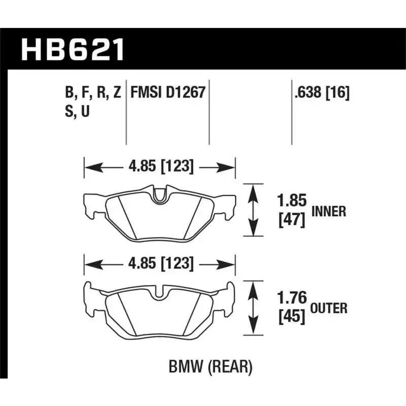 Hawk 08-11 BMW 128i / 10 BMW 323i / 07-11 BMW 328i / 07-11 BMW 328XI HPS Street Rear Brake Pads 