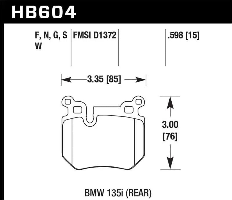 Hawk 08-13 BMW 135i HPS 5.0 Rear Brake Pads 