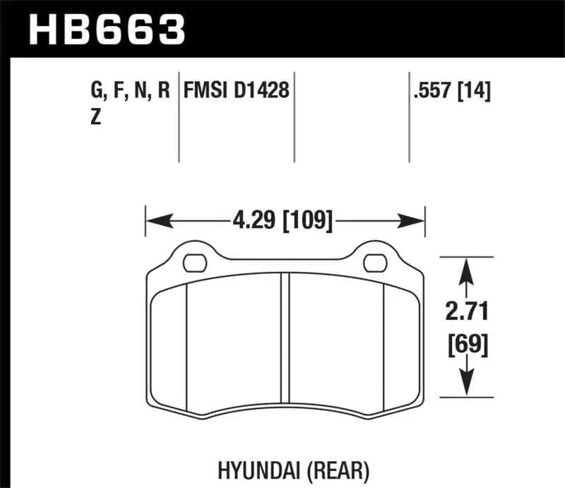 Hawk 10 Hyundai Genesis Coupe (Track w/ Brembo Breaks) HPS Street 14mm Rear Brake Pads 