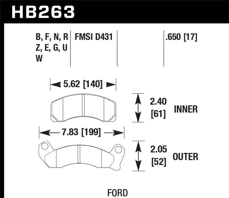 Technical diagram of brake pads for Ford Mustang GT stopping power upgrade