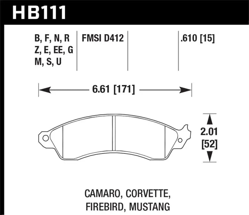 Hawk 1990-1990 Chevy Camaro Iroc-Z (w/Heavy Duty Brakes) High Perf. Street 5.0 Front Brake Pads - Truck & Automotive
