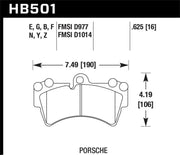 Diagram of Hawk 2007-2014 Audi Q7 Premium HPS 5.0 Front Brake Pads with measurements and specifications, Truck & Automotive Parts, Brakes, Rotors & Pads, AVADA - Best Sellers