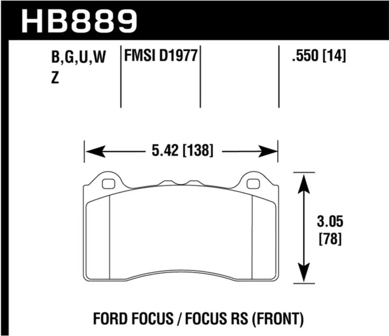 Hawk 2017 Ford Focus HPS 5.0 Front Brake Pads 