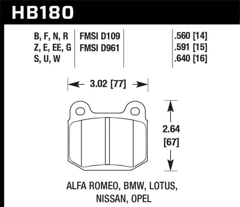Hawk Performance HB180F.640