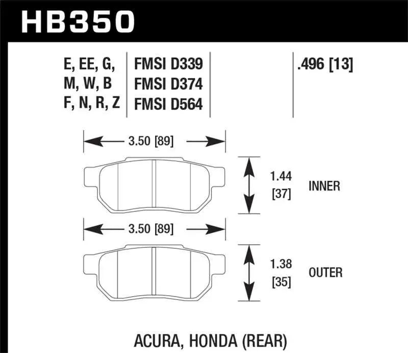 Hawk Performance Hawk 90-01 Acura Integra (excl Type R) / 98-00 Civic Coupe Si HPS Street Rear Brake Pads