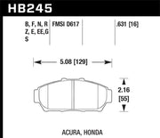 Hawk 94-01 Acura Integra (excl Type R) Blue 9012 Race Front Brake Pads - Truck & Automotive