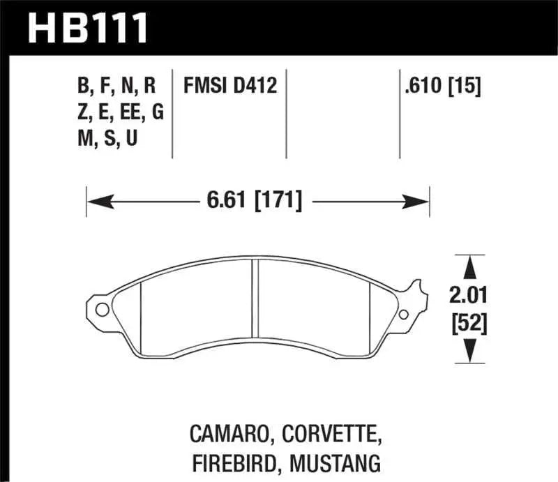 Hawk 94-04 Mustang Cobra / 88-95 Corvette 5.7L / 88-92 Camaro w/ Hvy Duty Brakes Front HP+ Street Br 