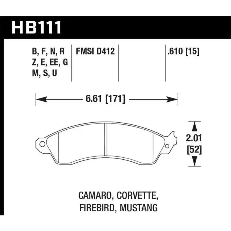 Hawk 94-04 Mustang Cobra / 88-95 Corvette 5.7L / 88-92 Camaro w/ Hvy Duty Brakes Front HPS Street Br 