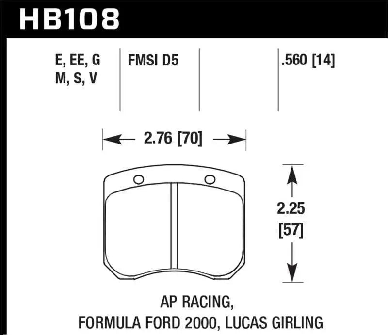 Hawk AP Racing 14mm Blue 9012 Race Brake Pads 