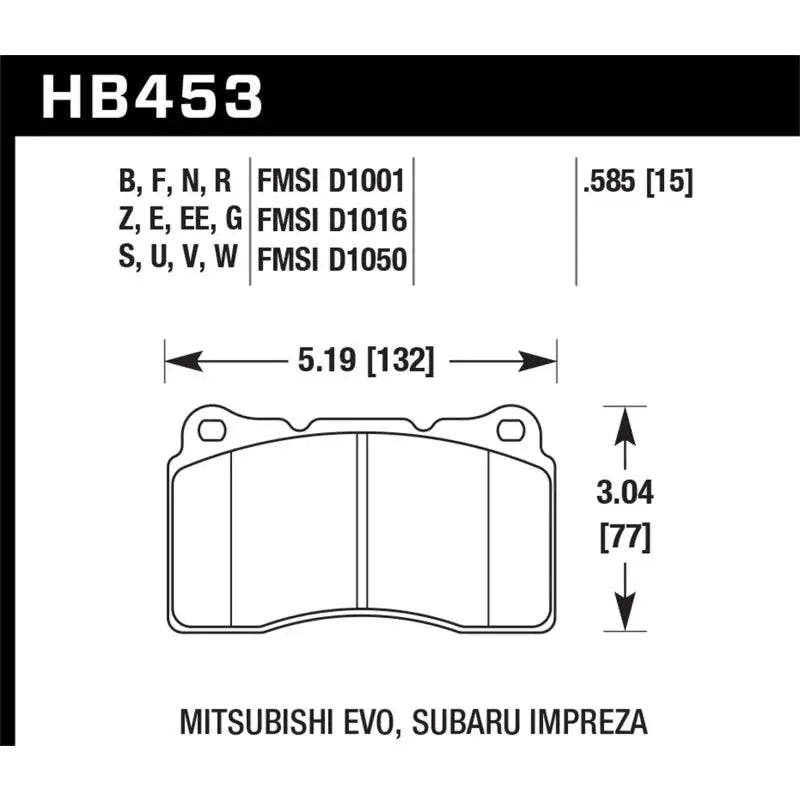 Hawk Performance HB453D.585 Hawk ER-1 Front Motorsport Brake Pads 03-06 Evo / 04-09 STi / 10+ Camaro SS (Brembo)