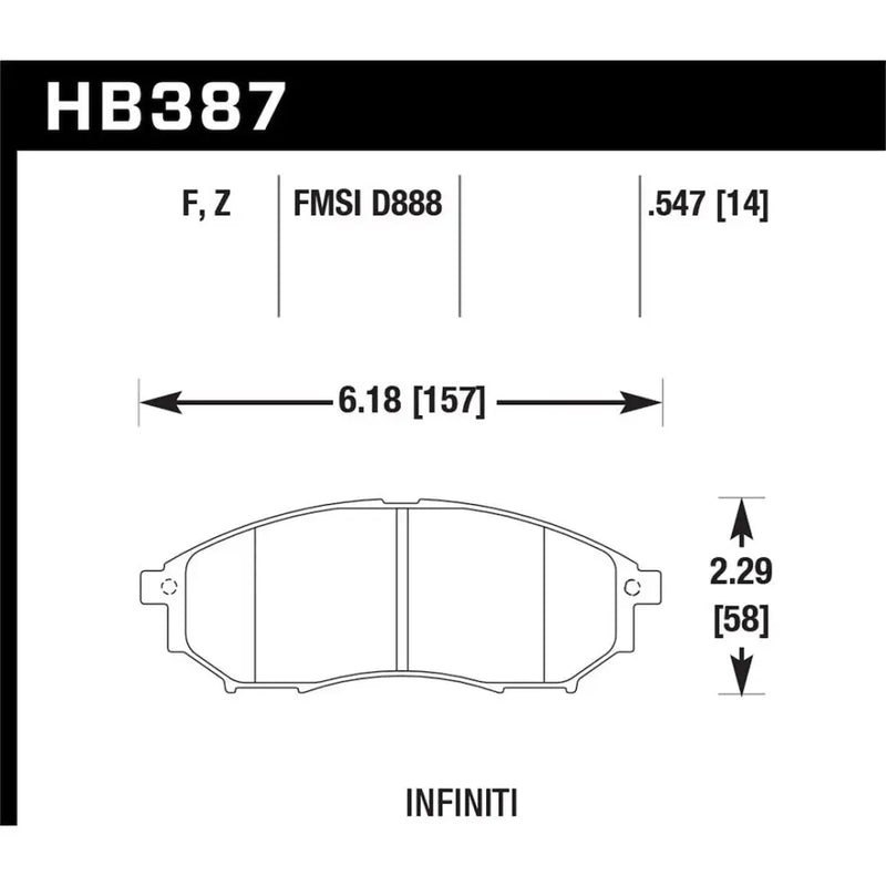 Hawk Increased Stopping Power Brake Pad HB387Z.547 - Pads Perf. Ceramic