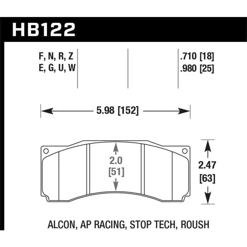 Hawk Stoptech ST-60 Caliper DTC-60 Race Brake Pads 