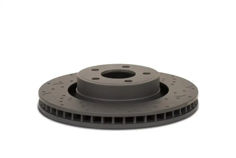 Gray vented brake rotor from Hawk Talon 2015 Audi S3 slotted rear brake rotor set