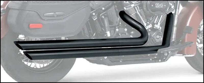 Matte black dual exhaust pipes for HD00039 Patriot Long Black 86 Softail motorcycle