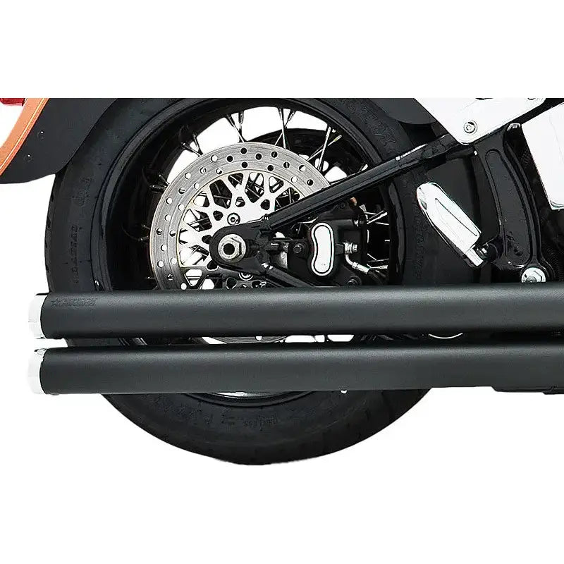Rear view of HD00040 Independence motorcycle with black exhaust and disc brake, perfect RV parts & accessories