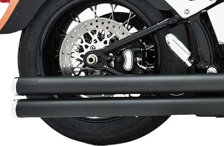 Rear view of HD00040 Independence motorcycle with black exhaust and disc brake, perfect RV parts & accessories