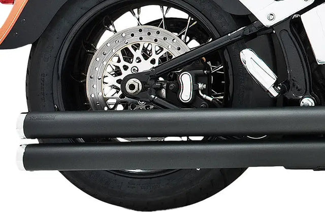 Rear view of HD00040 Independence motorcycle with black exhaust and disc brake, perfect RV parts & accessories