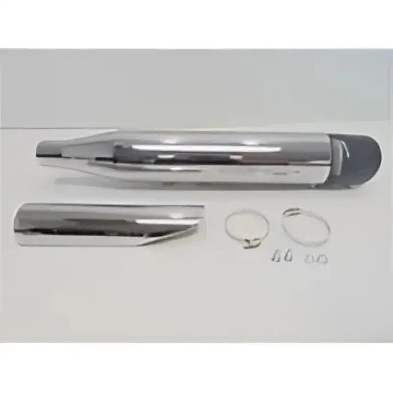 HD01372 Freedom Racing slip-on chrome exhaust with black tip and heat shield