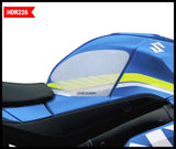ONE EMBLEMS Hdr Tank Side Pad Clear Suz for Powersports