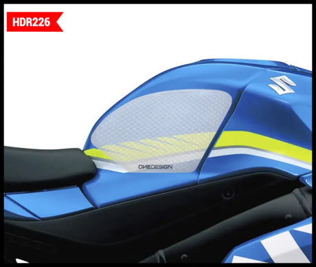 ONE EMBLEMS Hdr Tank Side Pad Clear Suz for Powersports