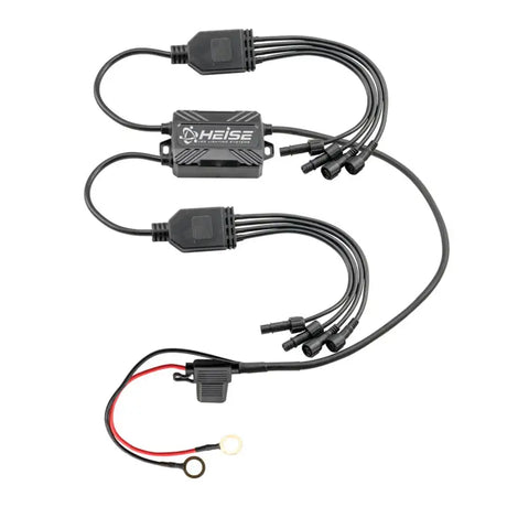 Black wiring harness with multiple connectors for HE-CBRGB Control Box and RGB Rock Lights