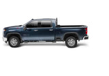 Black powder-coated steel headache rack frame on a blue pickup truck from BackRack, compatible with tonneau covers.