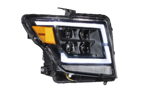 Headlight Assembly LED Bulb; High And Low Projector Beam; White DRL; Polycarbonate Clear Lens; Black ABS Plastic