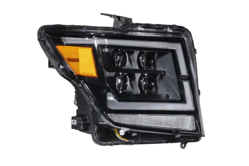 Headlight Assembly LED Bulb; High And Low Projector Beam; White DRL; Polycarbonate Clear Lens; Black ABS Plastic