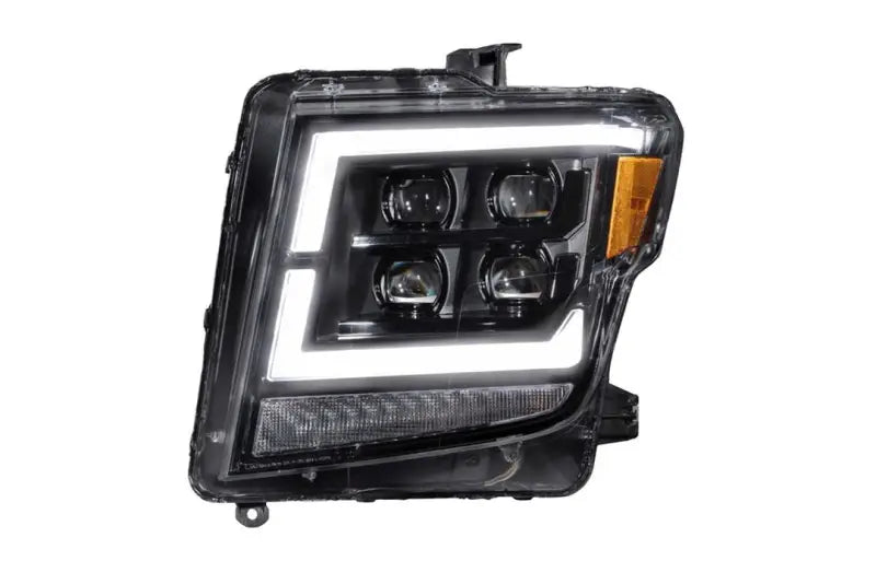 Headlight Assembly LED Bulb; High And Low Projector Beam; White DRL; Polycarbonate Clear Lens; Black ABS Plastic