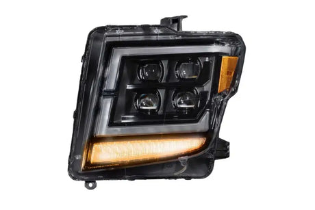 Headlight Assembly LED Bulb; High And Low Projector Beam; White DRL; Polycarbonate Clear Lens; Black ABS Plastic