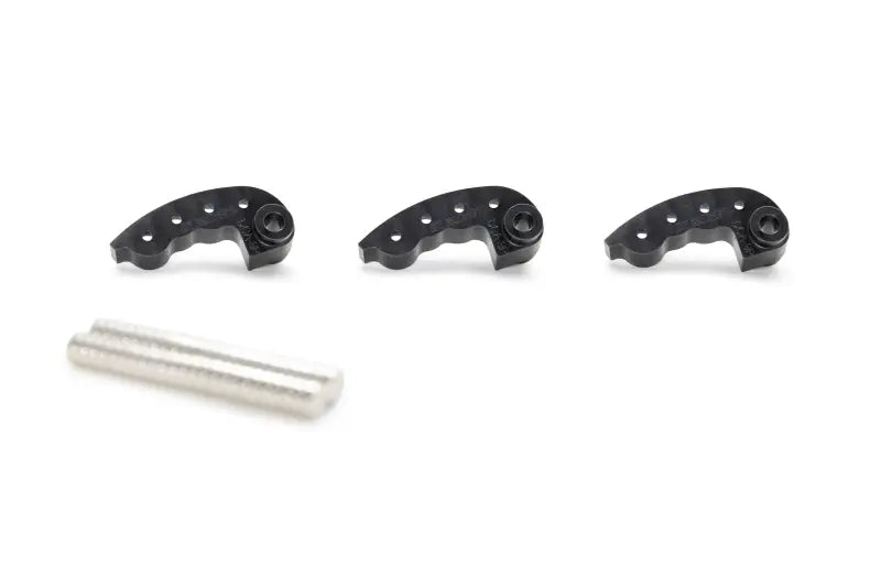 Black curved clutch levers and silver pin from Heavy Clutch Arm Upgrade Kit