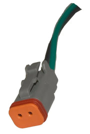 Gray and orange electrical connector with wires.