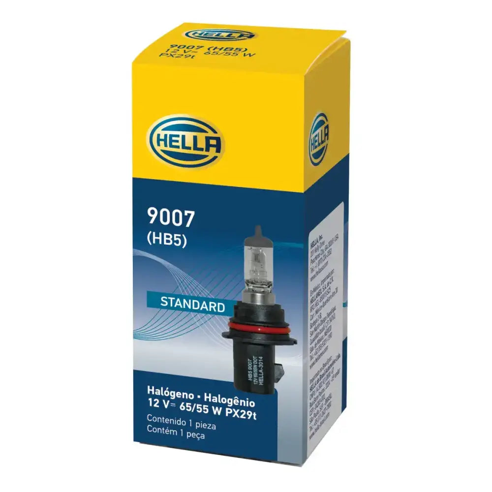 Hella 9007 HB5 12V 55W halogen bulb PX29t in packaging for vehicle headlights