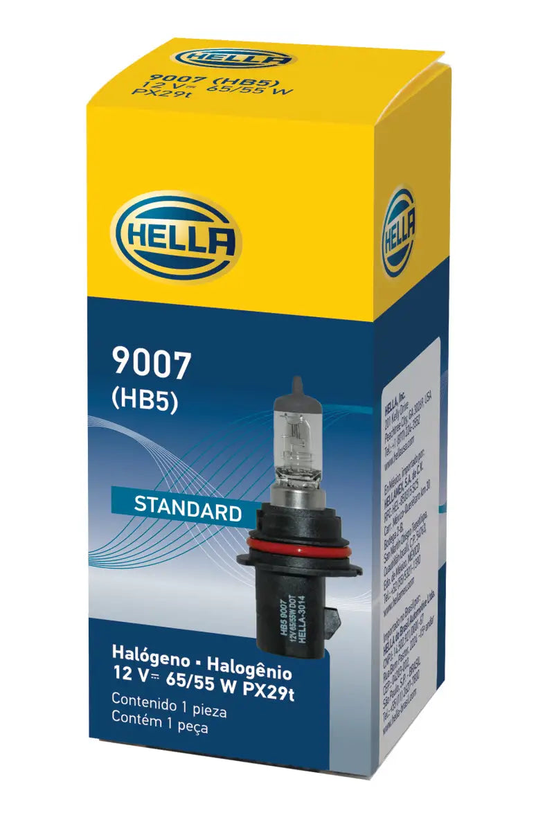 Hella 9007 HB5 12V 55W halogen bulb PX29t in packaging for vehicle headlights
