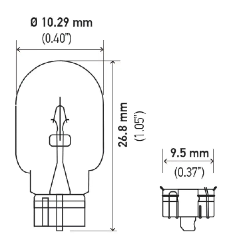 Hella Bulb 2825 12V 5W 4CP dimensions for RV parts & accessories