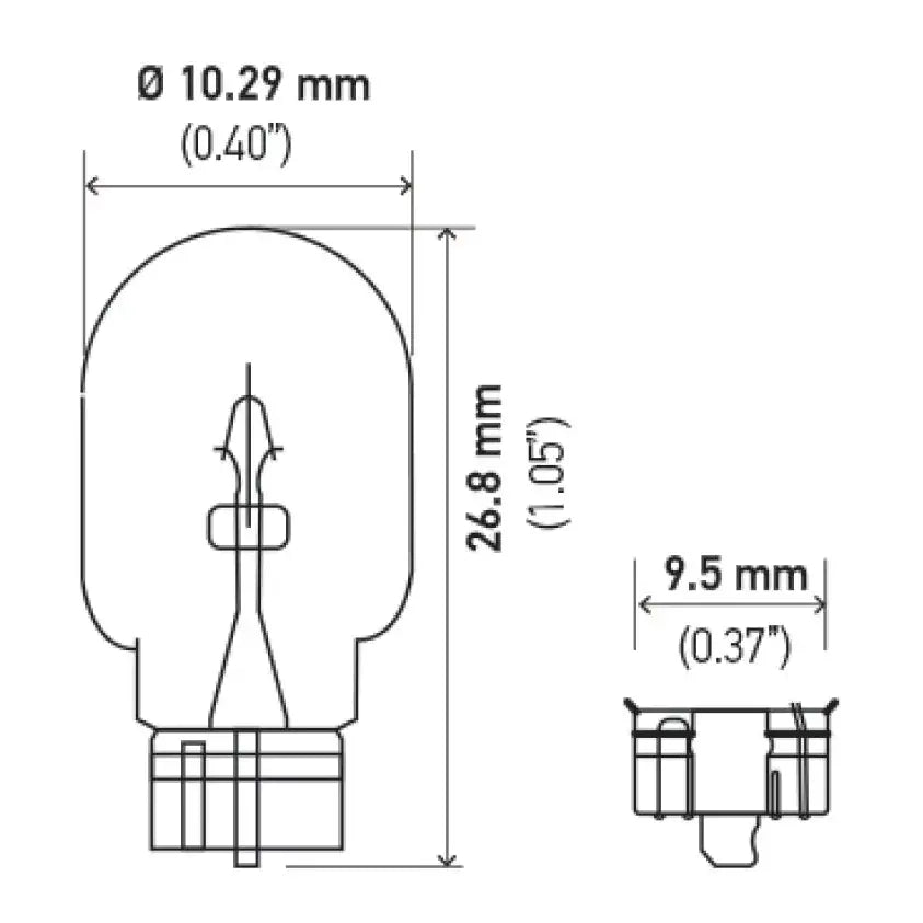 Hella Bulb 2825 12V 5W 4CP dimensions for RV parts & accessories