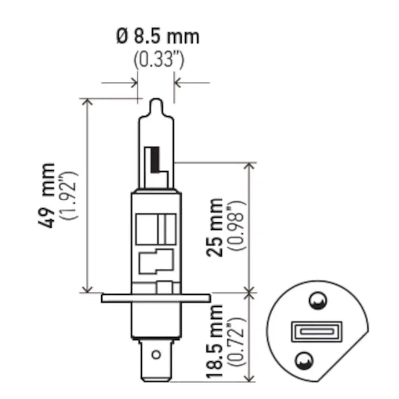 Hella Easy To Install Headlight Bulb 002089402 - H1 12V 130W P14.5S T2.5