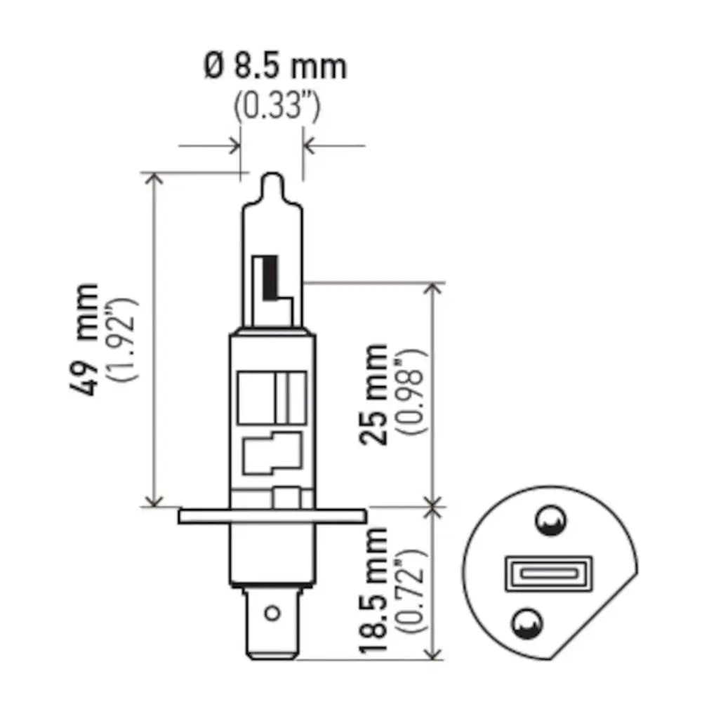 Hella Easy To Install Headlight Bulb 002089541 - H1 12V 55W P14.5S T2.5 50