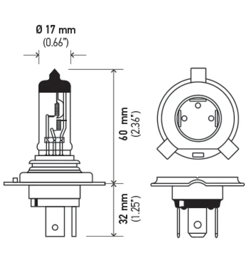 Hella Halogen H4 12V 60/55W Bulb - Powersports