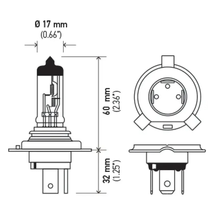 Hella Halogen H4 12V 60/55W Bulb - Powersports