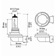 Hella Increased Vibration Resistance Headlight Bulb H11 24V - H11 24V 70W PGJ19-2