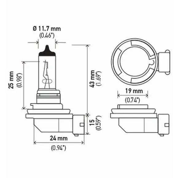Hella Increased Vibration Resistance Headlight Bulb H11 24V - H11 24V 70W PGJ19-2