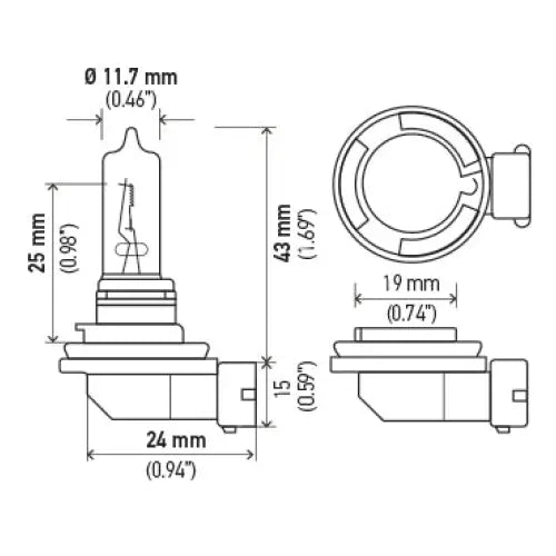 Hella Modern Compact Design Headlight Bulb H9 - 12V 65W PGJ19-5 T4