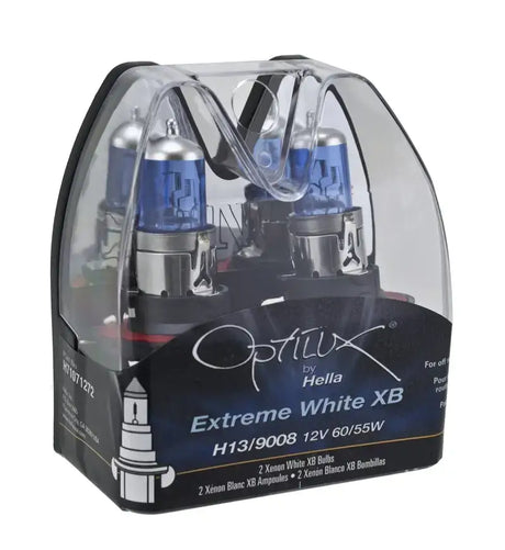 Hella Optilux H13 xenon white bulbs for brighter, stylish headlight upgrade