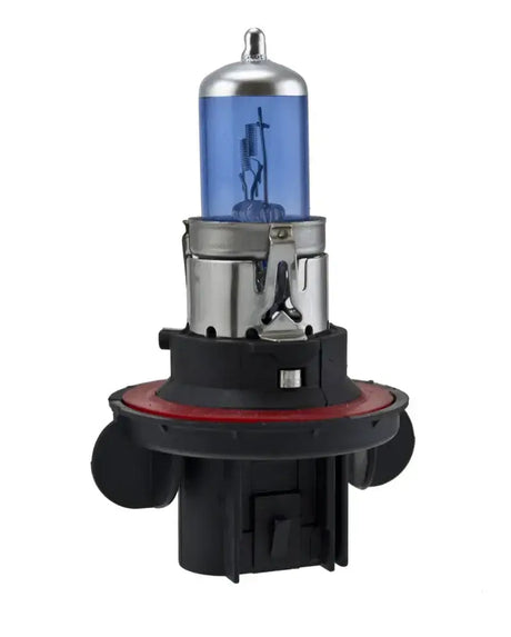Blue-tinted halogen headlight bulb in Hella Optilux H13 xenon white bulbs set