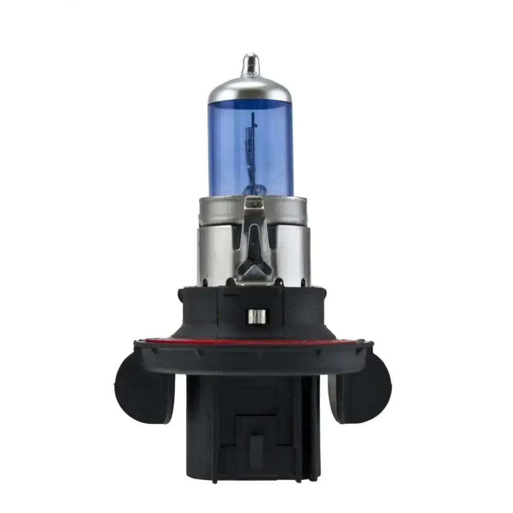 Blue-tinted halogen headlight bulb, Hella Optilux H13 for xenon white bulbs performance
