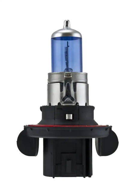 Blue-tinted halogen headlight bulb, Hella Optilux H13 for xenon white bulbs performance