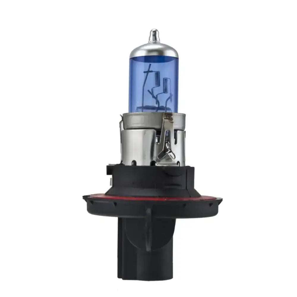 Blue-tinted halogen headlight bulb with xenon white look for Hella Optilux H13/9008
